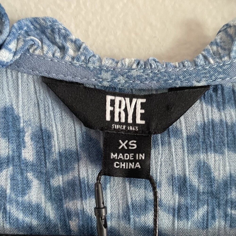 Frye Women XS Blue Chambray Patchwork Boho Western Long Sleeve Midi Dress NWT - Picture 10 of 15